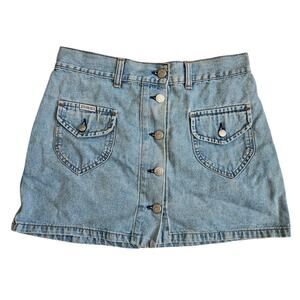 Y2k Phard Mini Skirt Denim Button Front Euro - Small